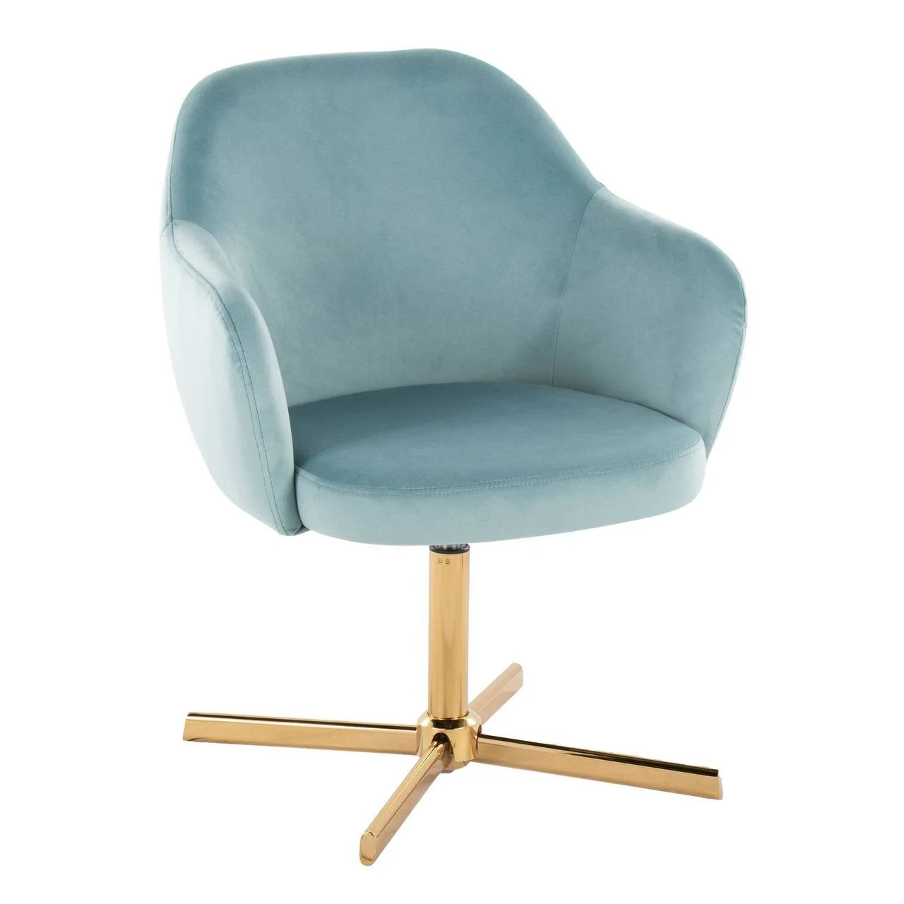 Buena Swivel Accent Chair (Light Blue Velvet & Gold)