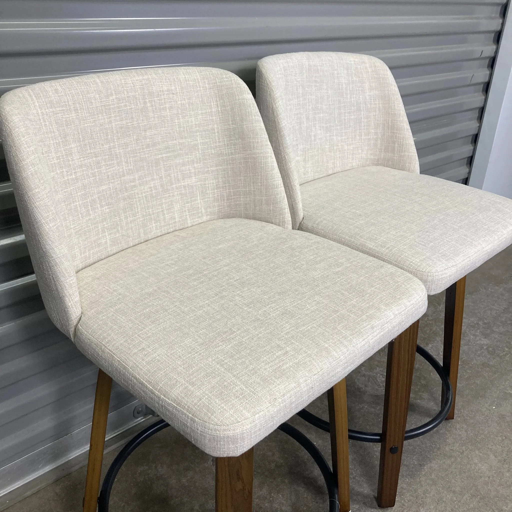 Mid Century Modern Counter Stool Cream Seat