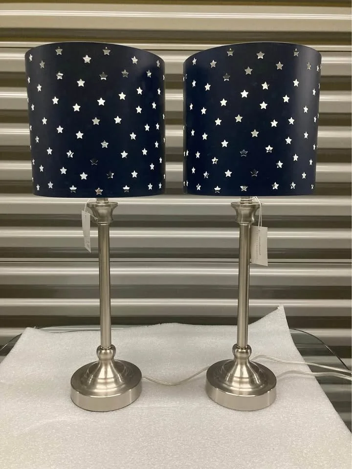 Metallic Silver Accent Lamp For Living Room