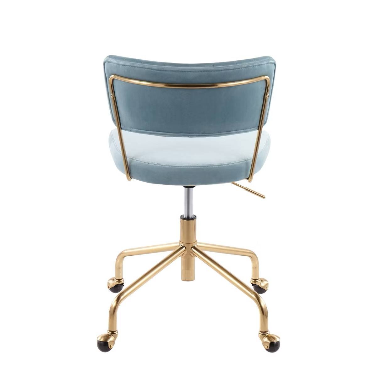 Gold Metal Task Chair Light Blue Upholstery