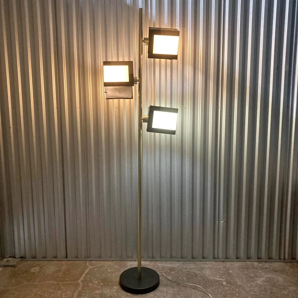 Miles 3-Light Cube Floor Lamp – 72″ (Black & Brushed Gold)