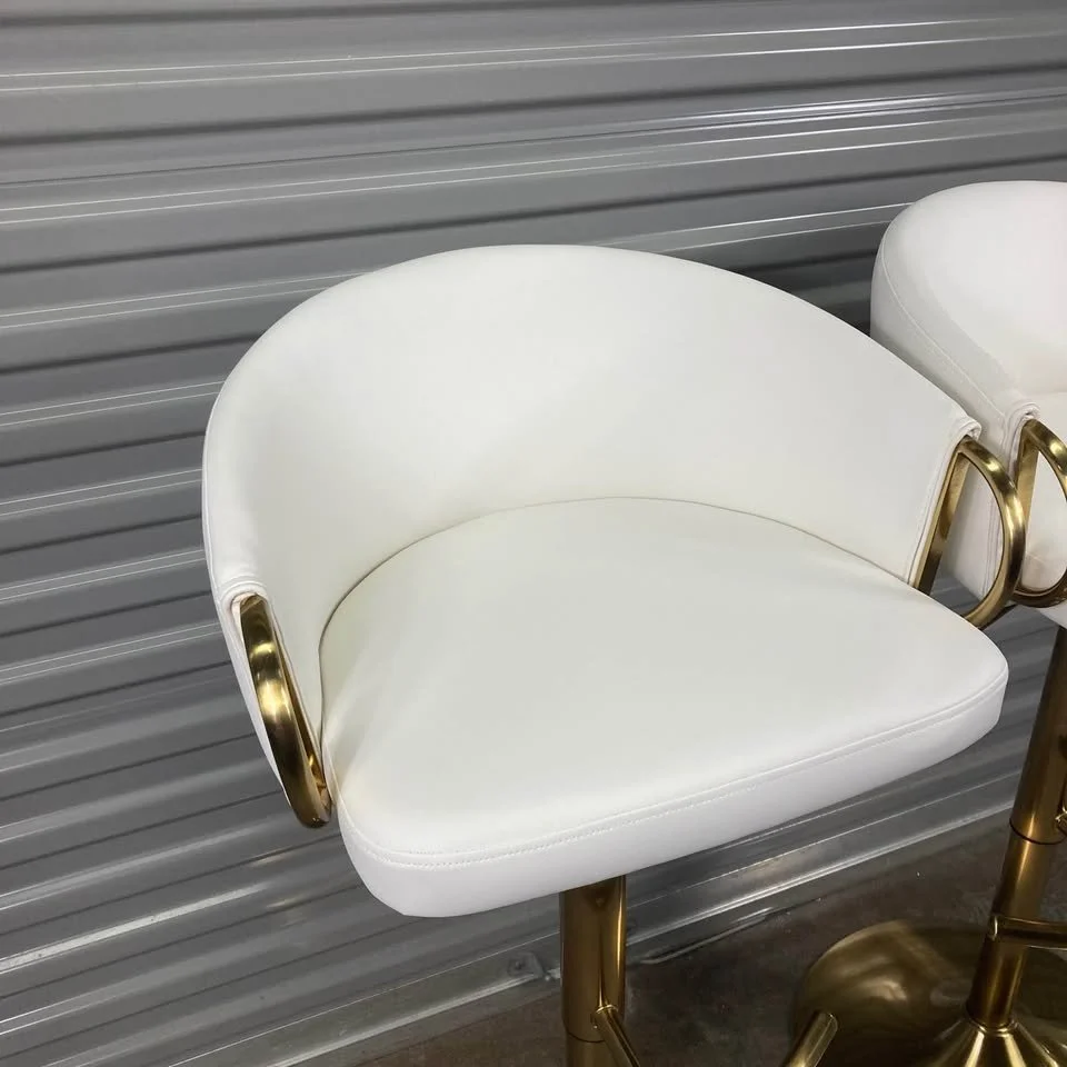 Contemporary Bar Stool Gold Metal Finish