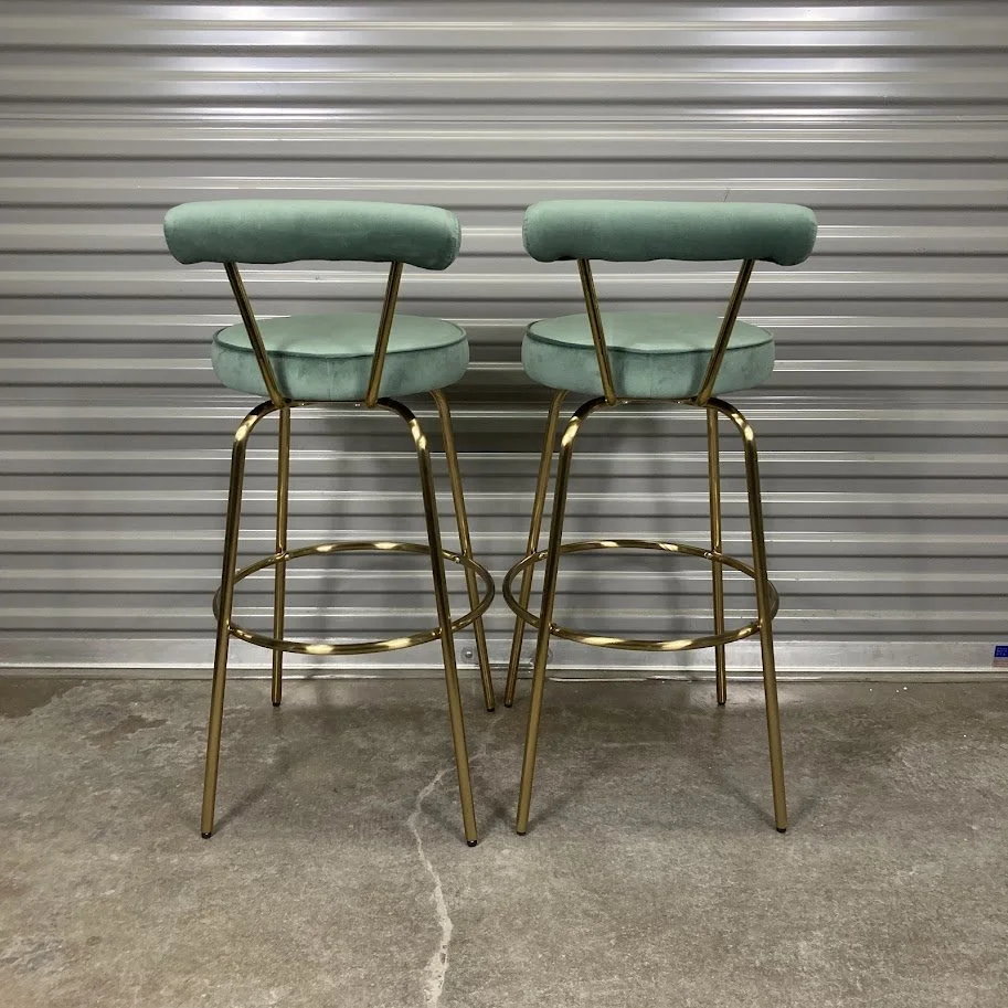Stylish Bar Stool Sage Green Upholstery