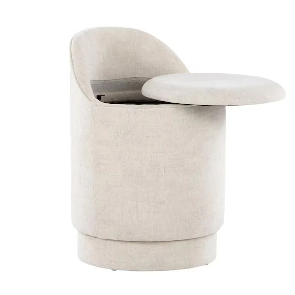 Cream Fabric Stool
