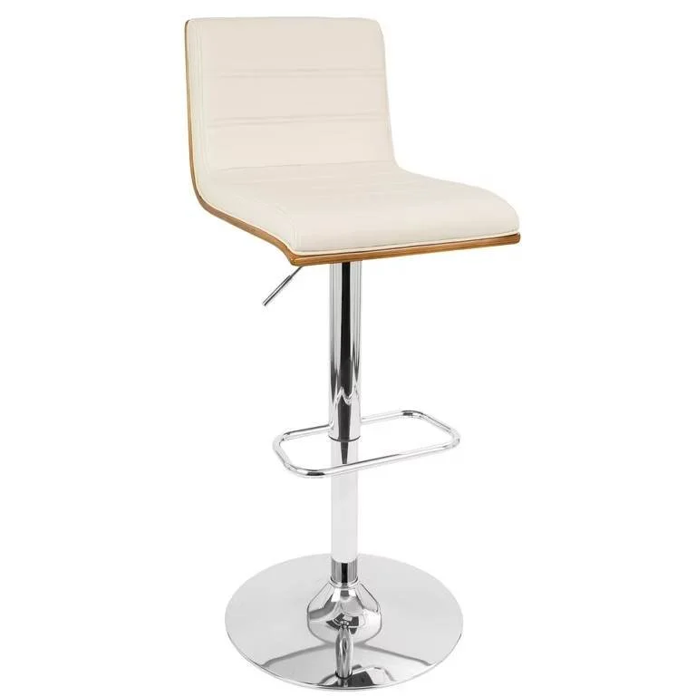 Vasari Walnut & Cream Adjustable Bar Stool