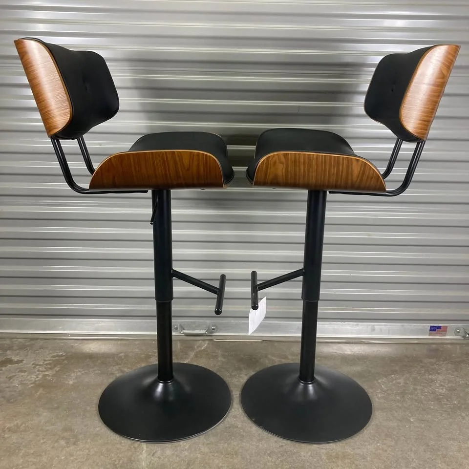 Modern Walnut Barstool Set