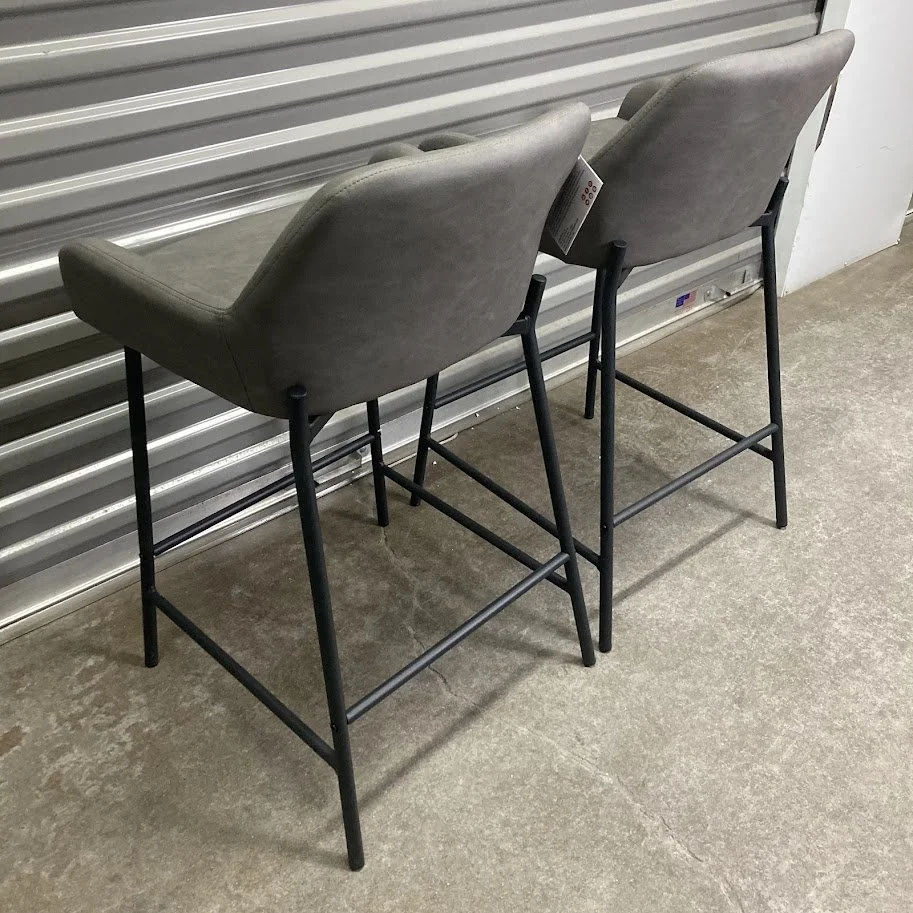 Stylish Bar Stool Light Gray Upholstery