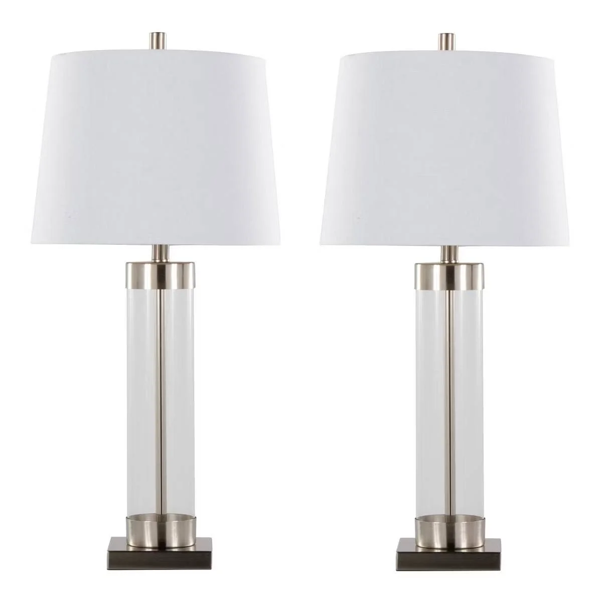 Glacier Table Lamps – Set of 2 (Clear Glass & Brushed Nickel)