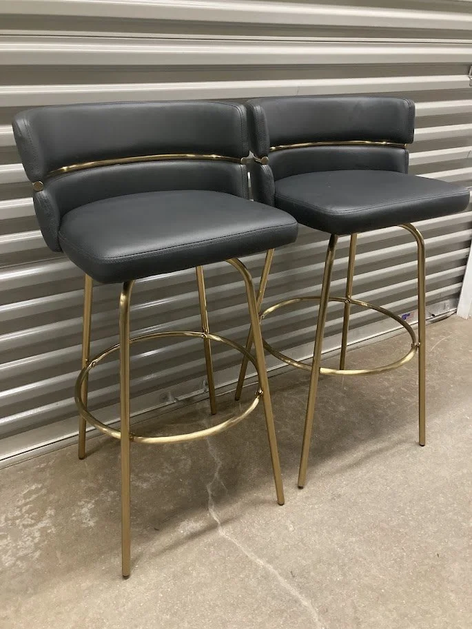 Bar Height Stool Black Faux Leather