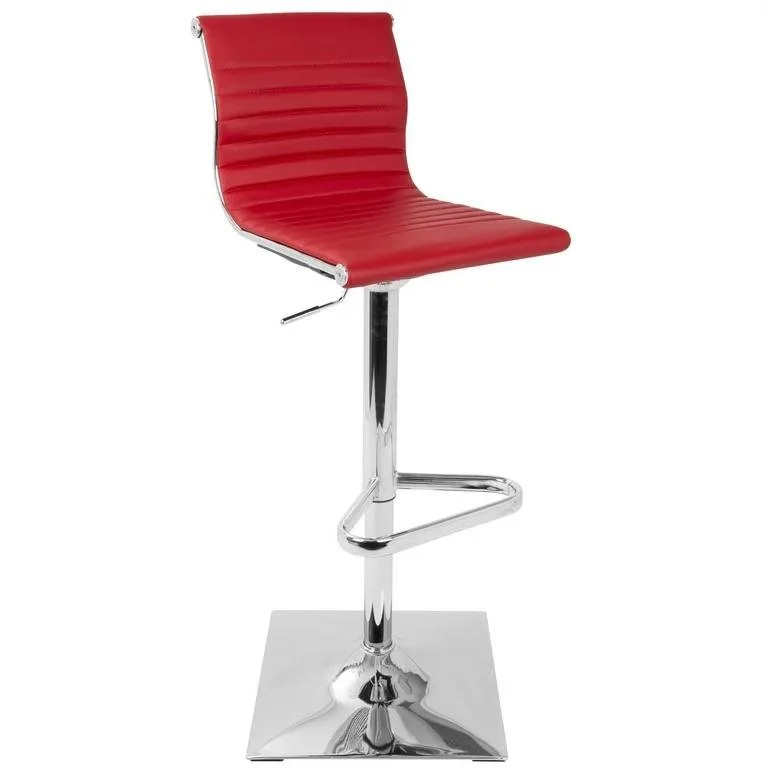 Masters Contemporary Adjustable Barstool – Red Faux Leather