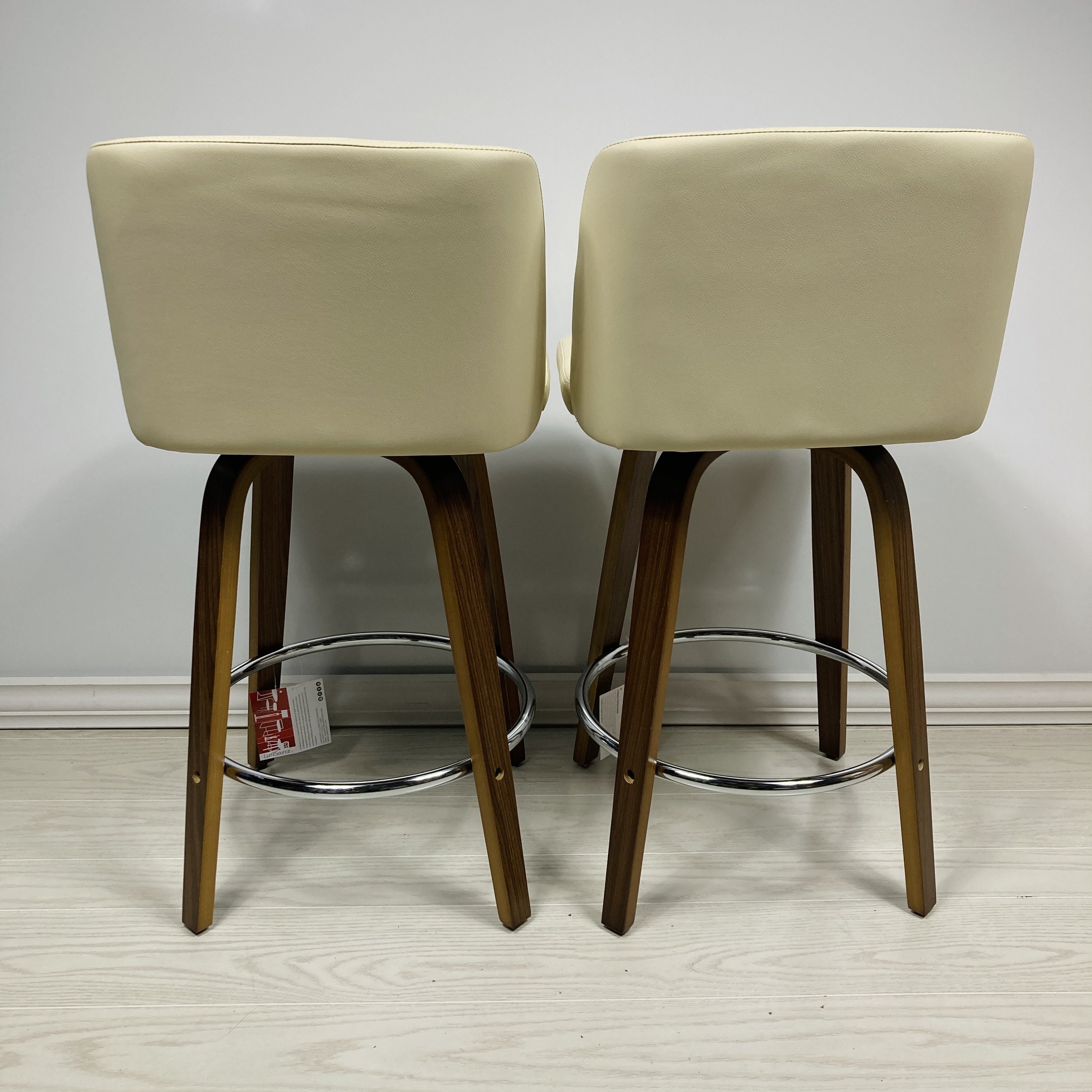 toriano-swivel-24-25-26-inch-counter-stool-bar-stool-cream-faux-leather-walnut-wood-chrome-footrest-back-view.JPG
