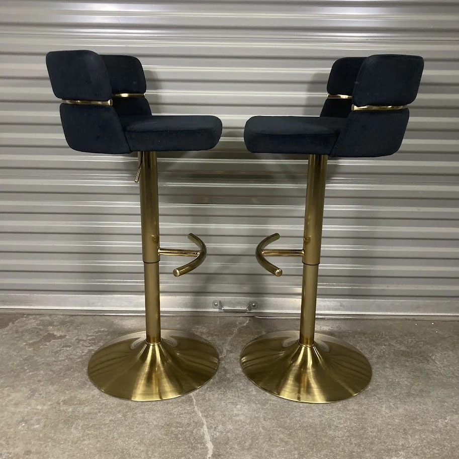 Wraparound backrest detail on LumiSource Cinch black velvet barstool