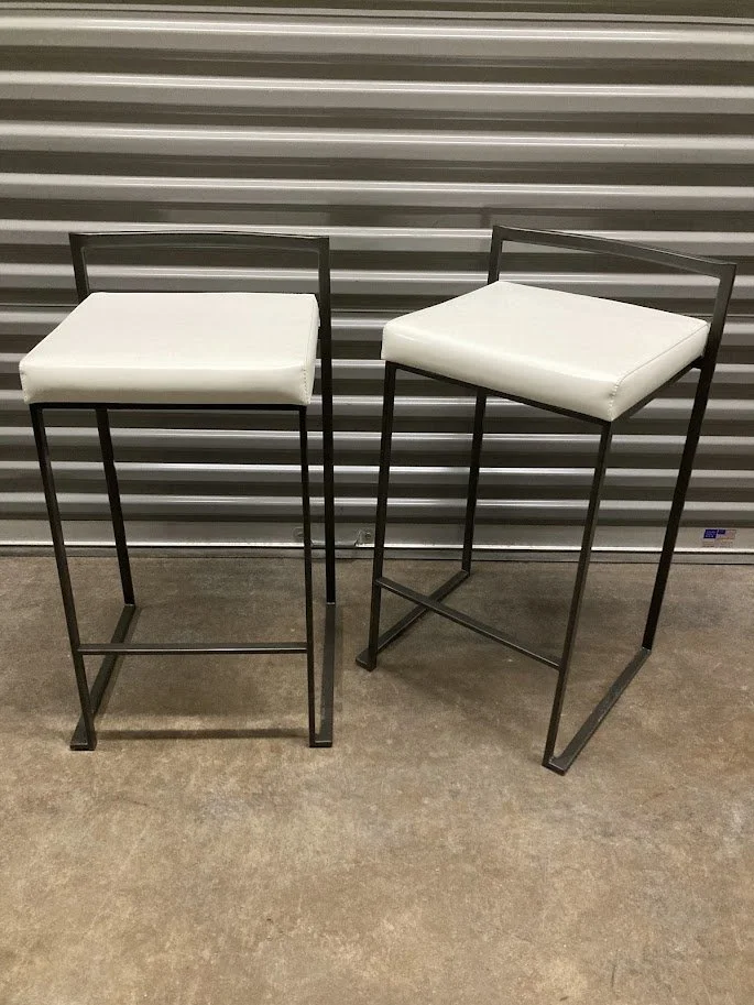 Fuji Counter Stool White Faux Leather Seat