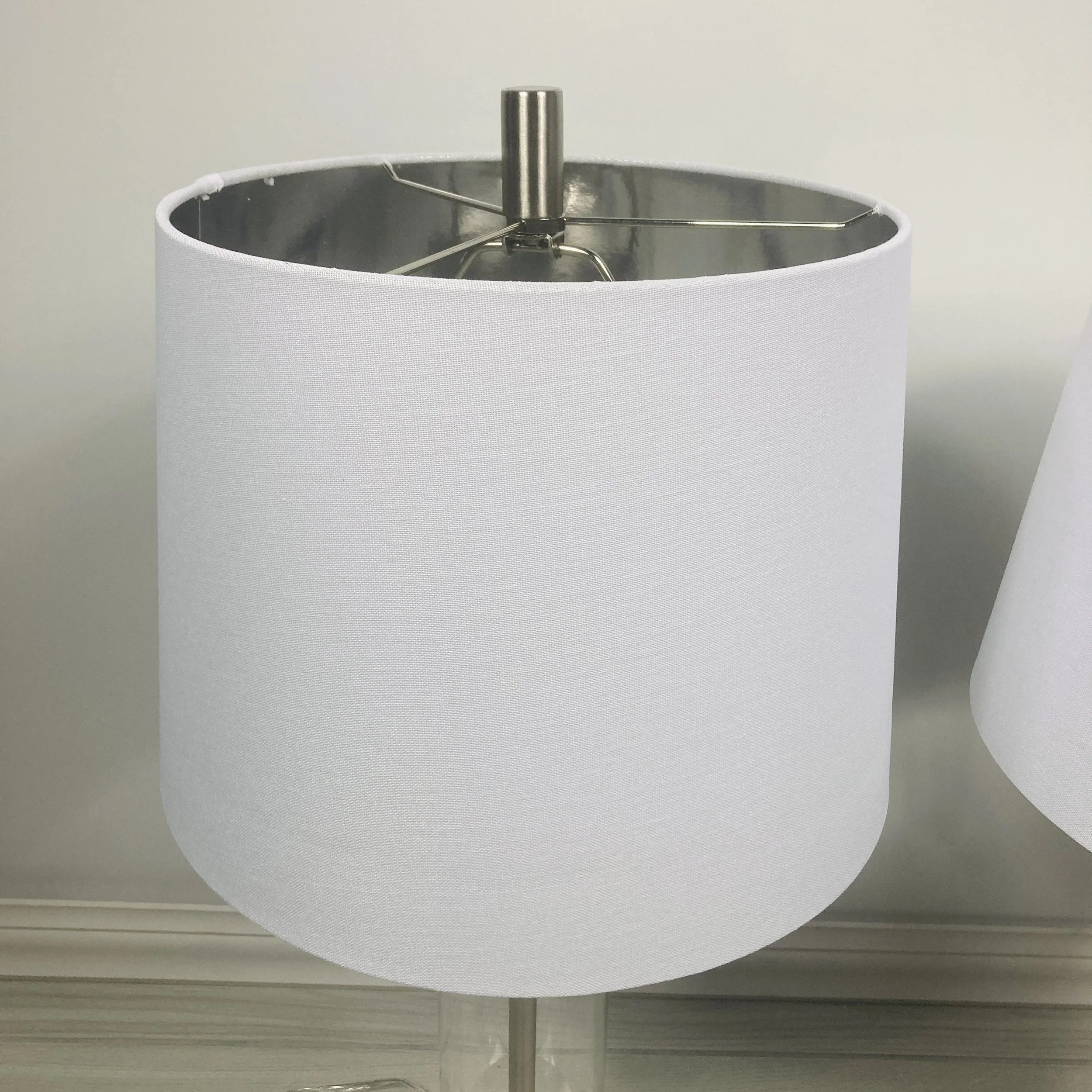 GLACIER-TABLE-LAMPS-SET-OF-2-CLEAR-GLASS-AND-WHITE-SHADES-CLOSE-UP-SHADE.JPG