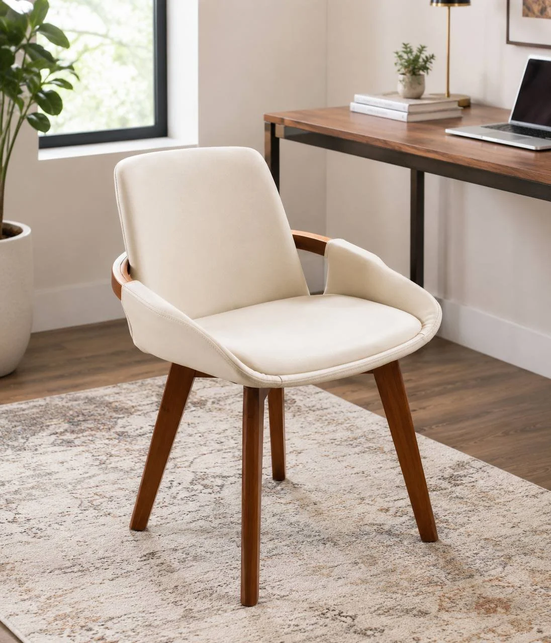 Cosmo Chair (Walnut Bamboo & Cream PU)