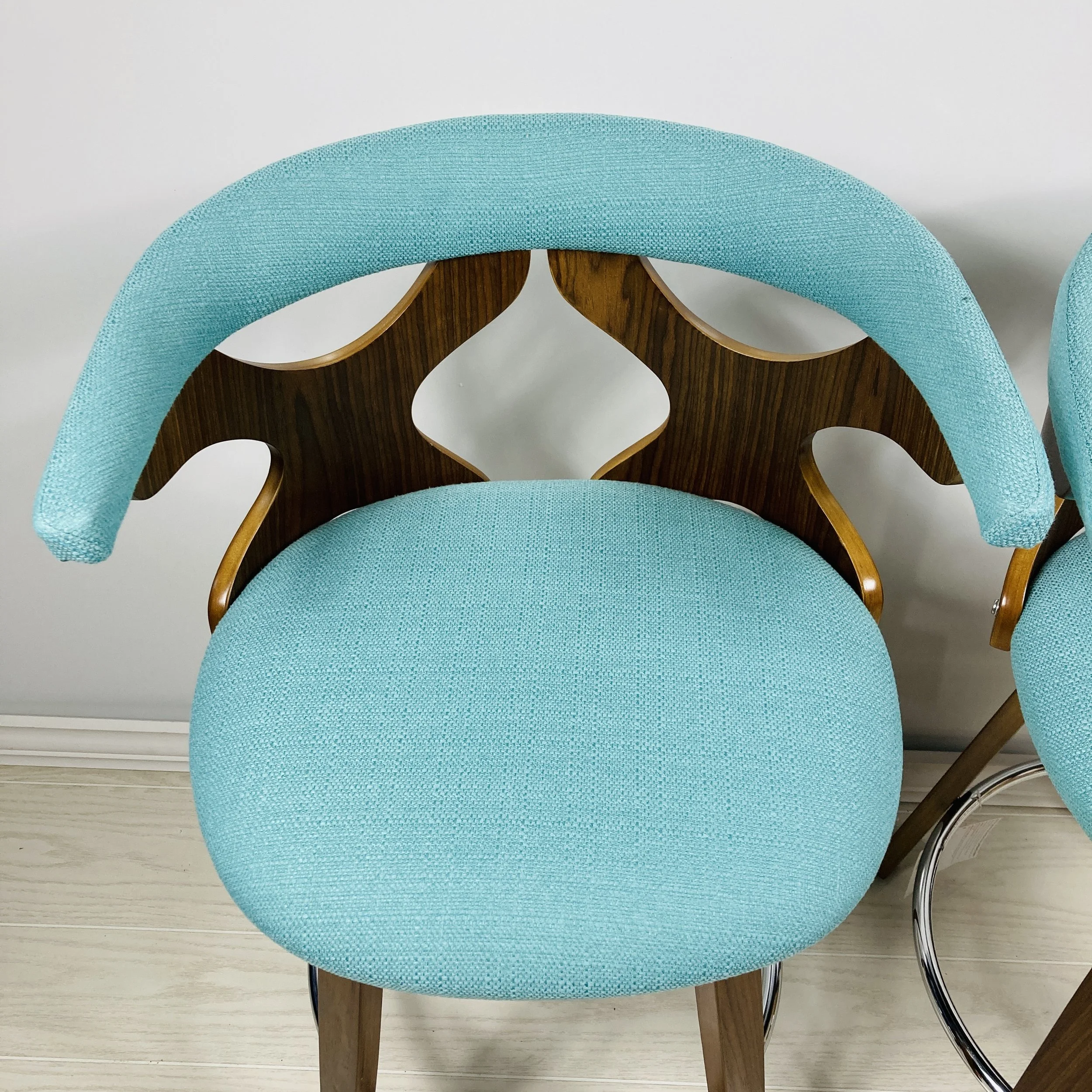 gardenia-bar-counter-stool-teal-fabric-walnut-wood-chrome-footrest-image-of-seat.JPG