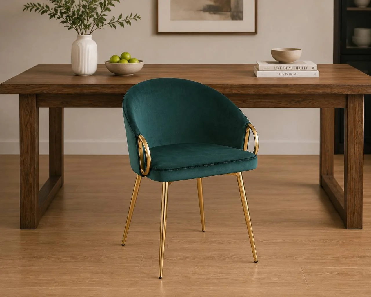Claire Chair (Green Velvet & Gold Metal)