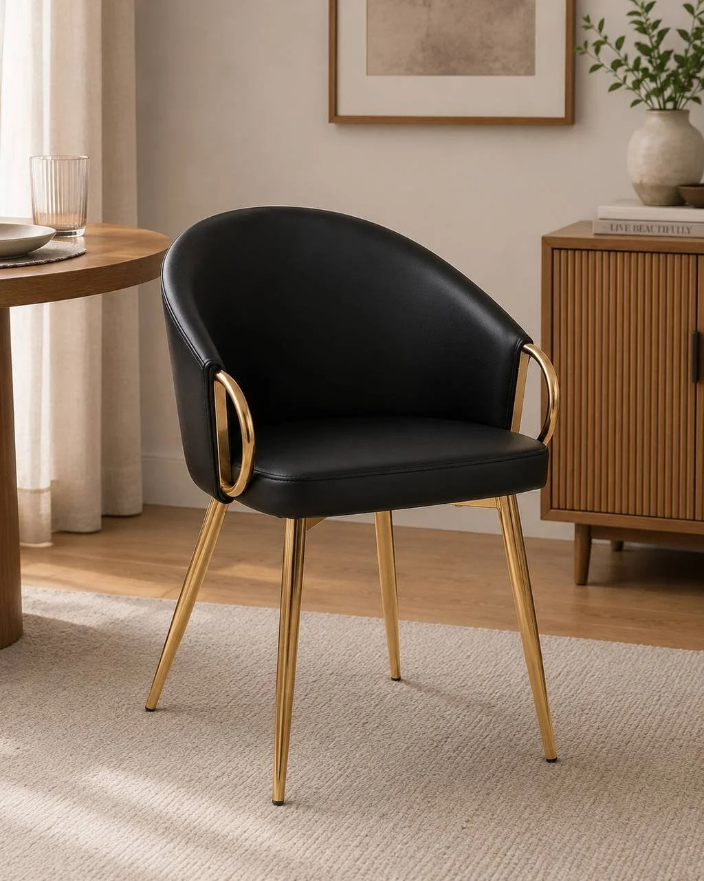 Claire Chair (Gold Metal & Black PU)