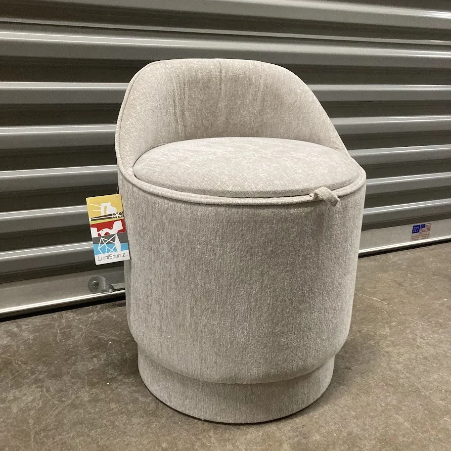 LumiSource Marla grey upholstered vanity stool