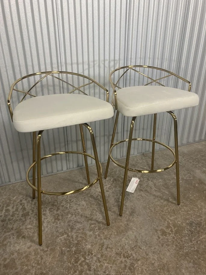 Stylish Bar Stool Cream Velvet Upholstery