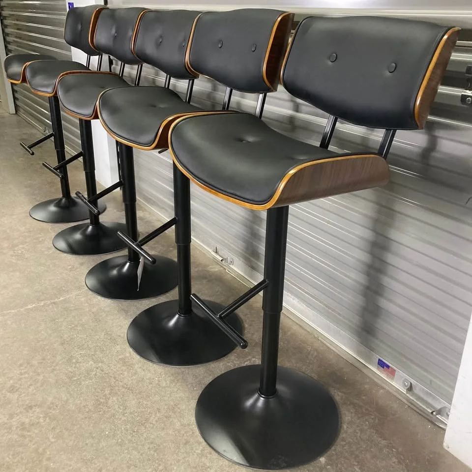 Adjustable Black Barstool Set