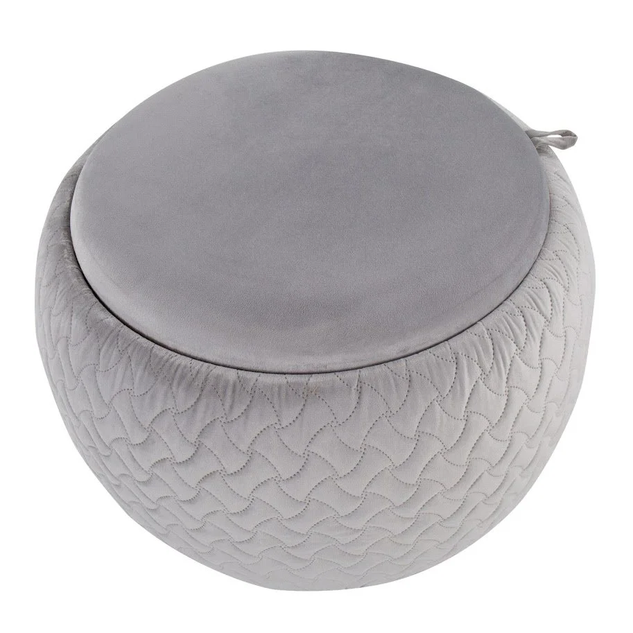 Lounge Area Pouf Silver Fabric