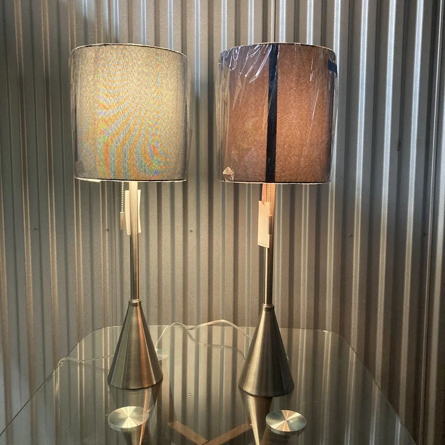 contemporary blue drum shade accent lamps for living room