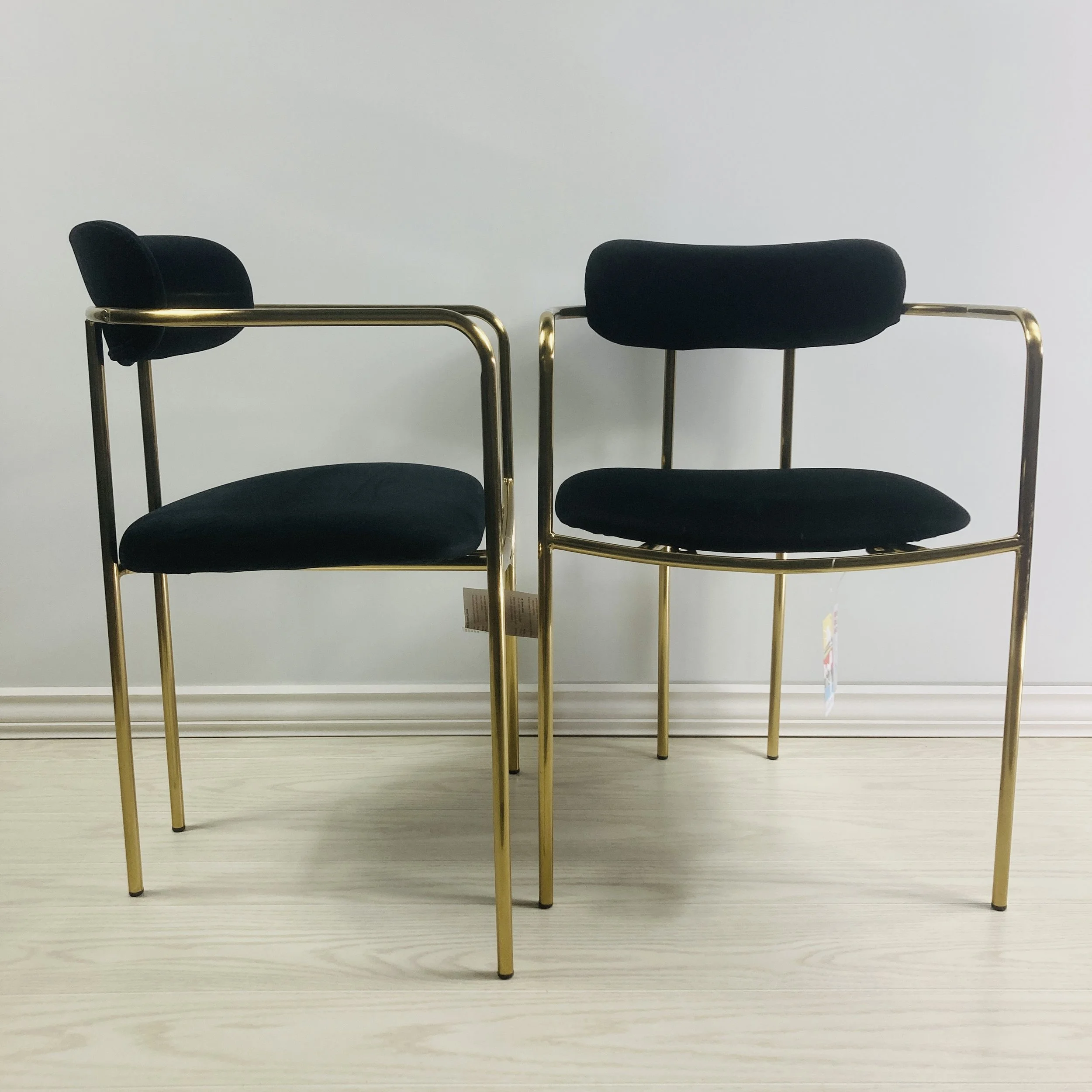 Demi Dining Chairs (Set of 2) - Black Velvet & Gold Metal