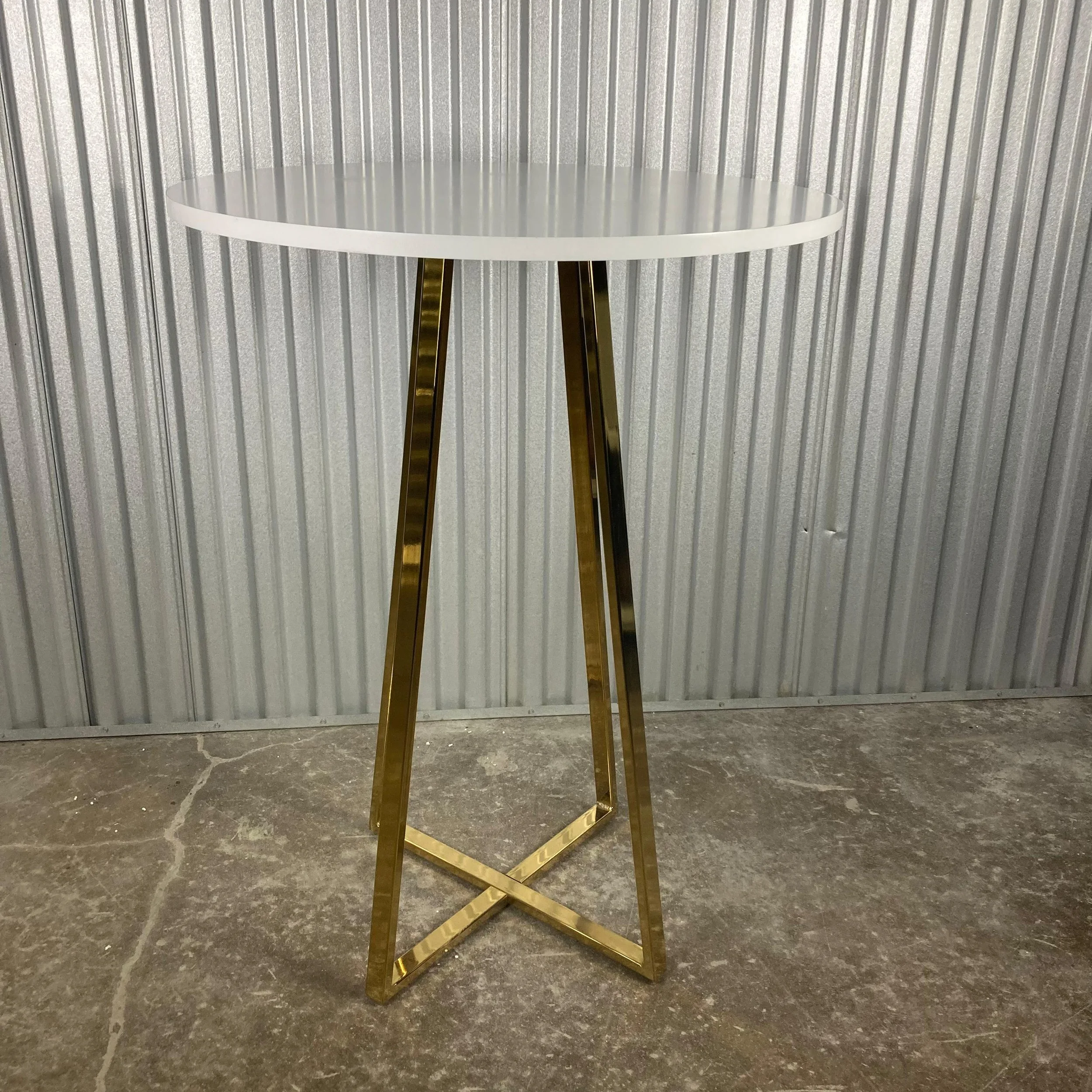Modern Round Counter Table (White Top & Gold Brass Legs)