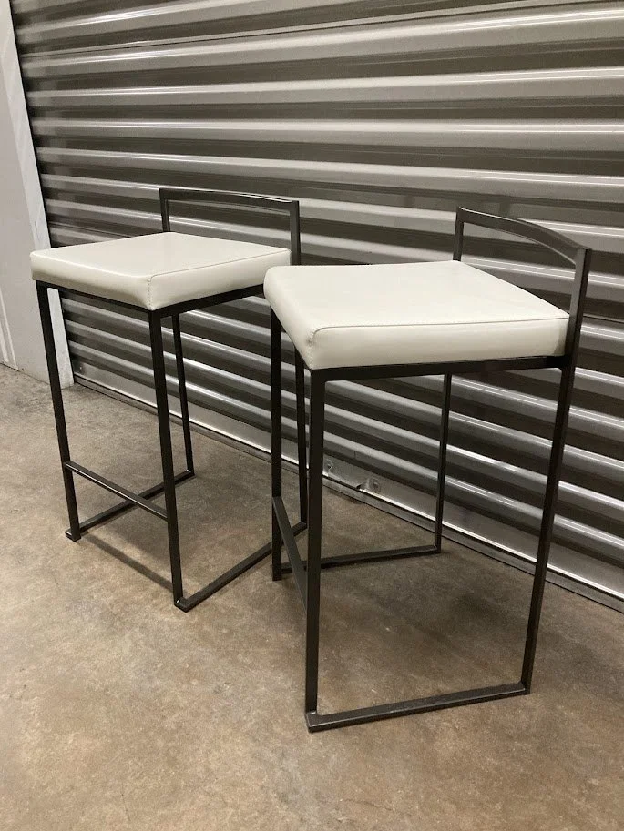 Modern White Faux Leather Kitchen Stool