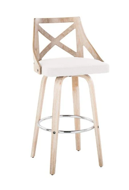 SEATS ONLY - Cream Fabric & Whitewashed Bentwood Upholstered (Set of 2)