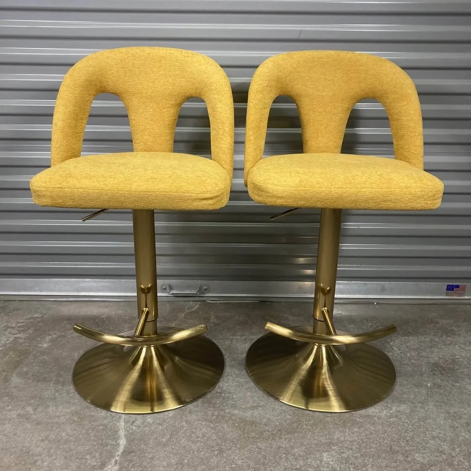 Contemporary Bar Stool Gold Metal Finish