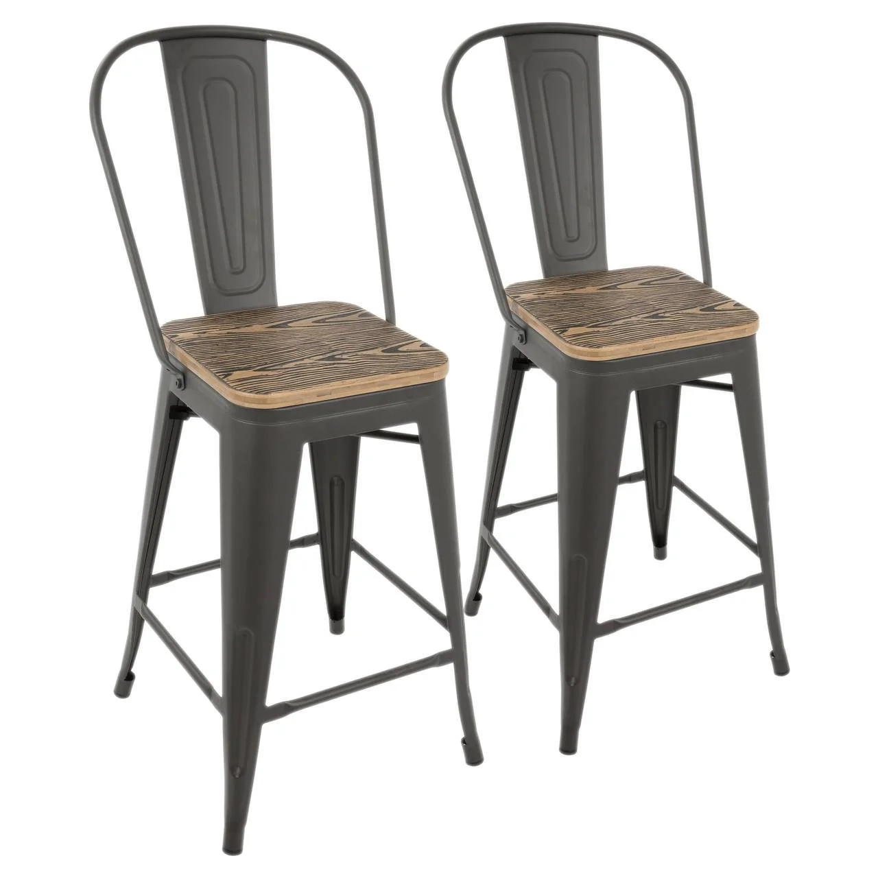 Oregon High Back 24" Fixed-Height Counter Stool – Set of 2