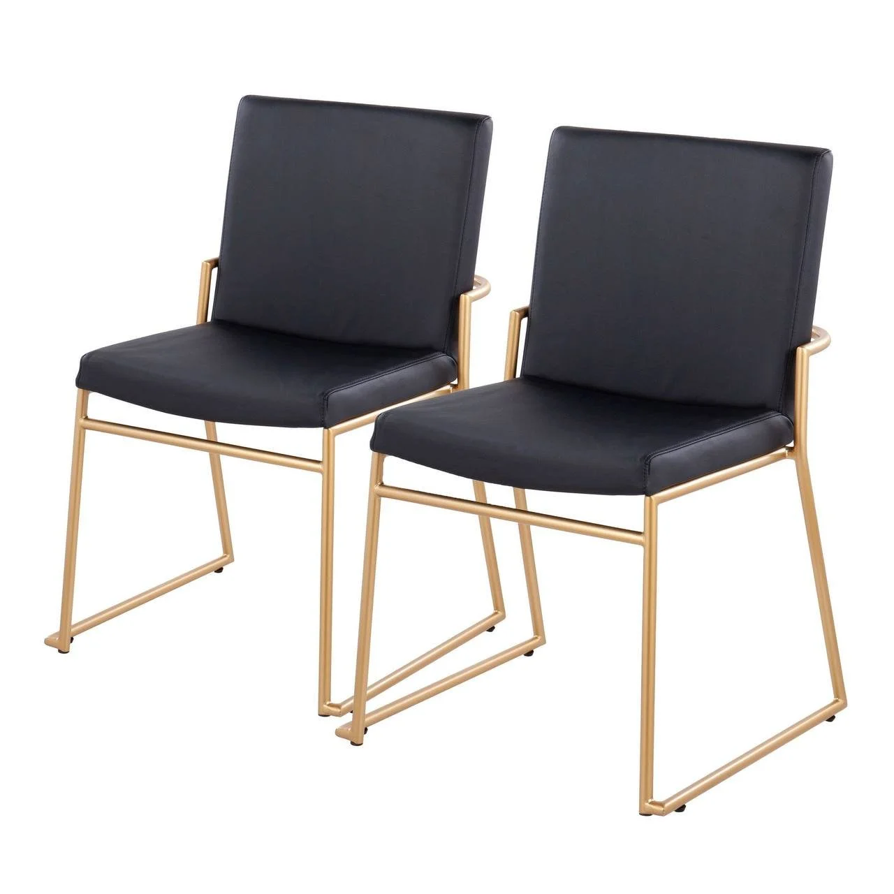 Dutchess Dining Chairs – Set of 2 (Gold Steel & Black Faux Leather)