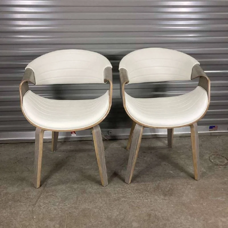 Symphony Chair - Set of 2 (White PU & Light Grey Wood)