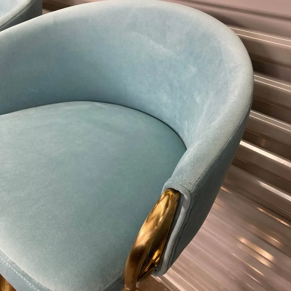 Contemporary Bar Stool Gold Metal Finish