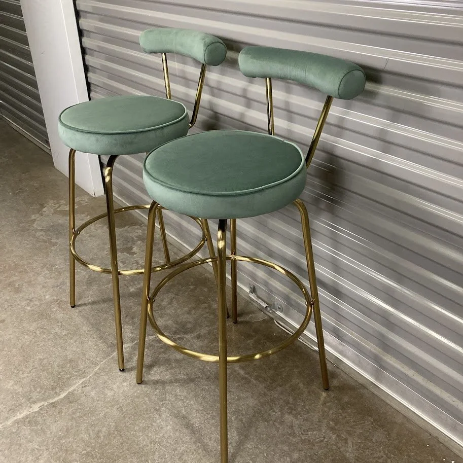 Sage Green Barstool Gold Metal Frame