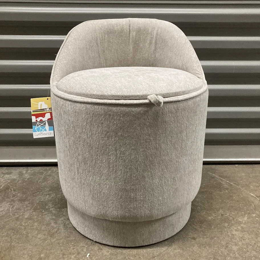 modern grey fabric vanity stool accent chair