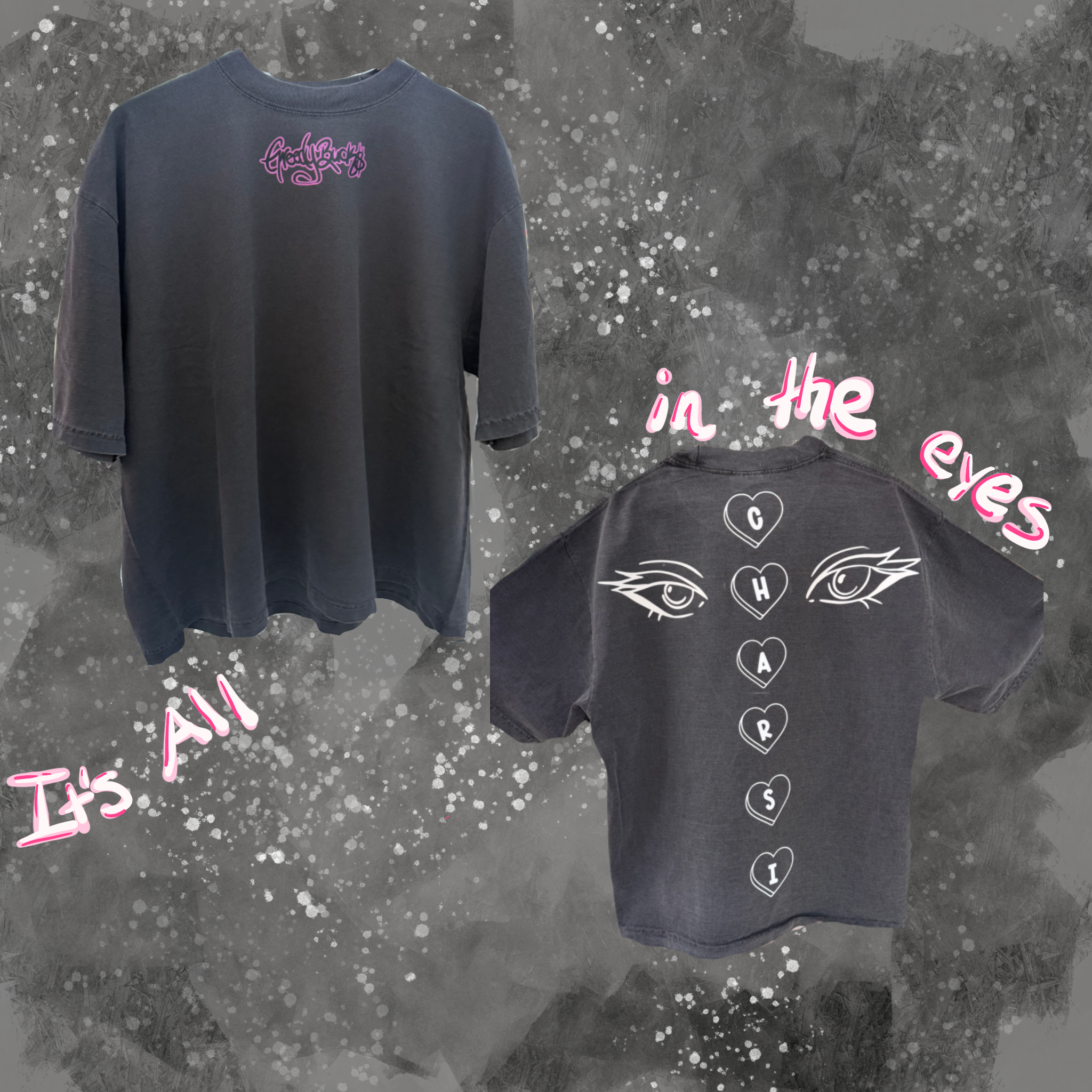 Graphic Oversized Drop-Shoulder Cropped Tee ‘It’s In the Eyes’