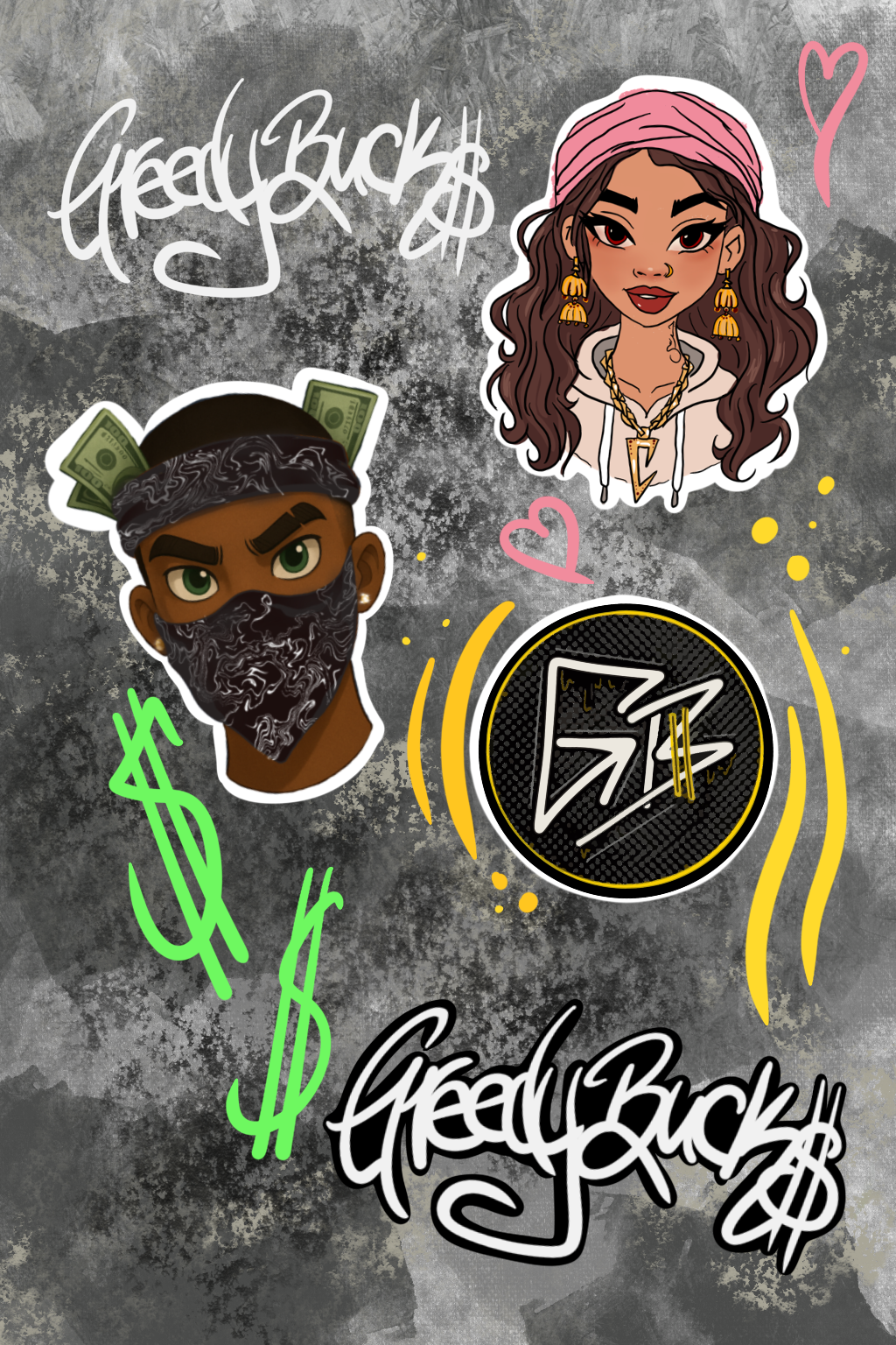 GreedyBucksStickers Sheet