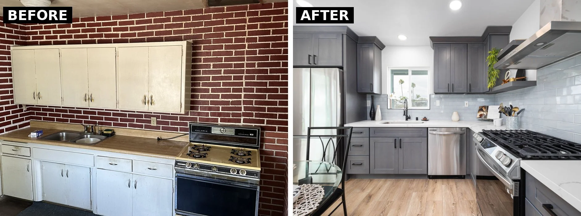 Oceanside kitchen before and after renovation