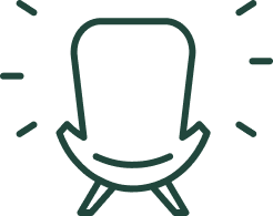 drawing of chair with diagonal lines around it.