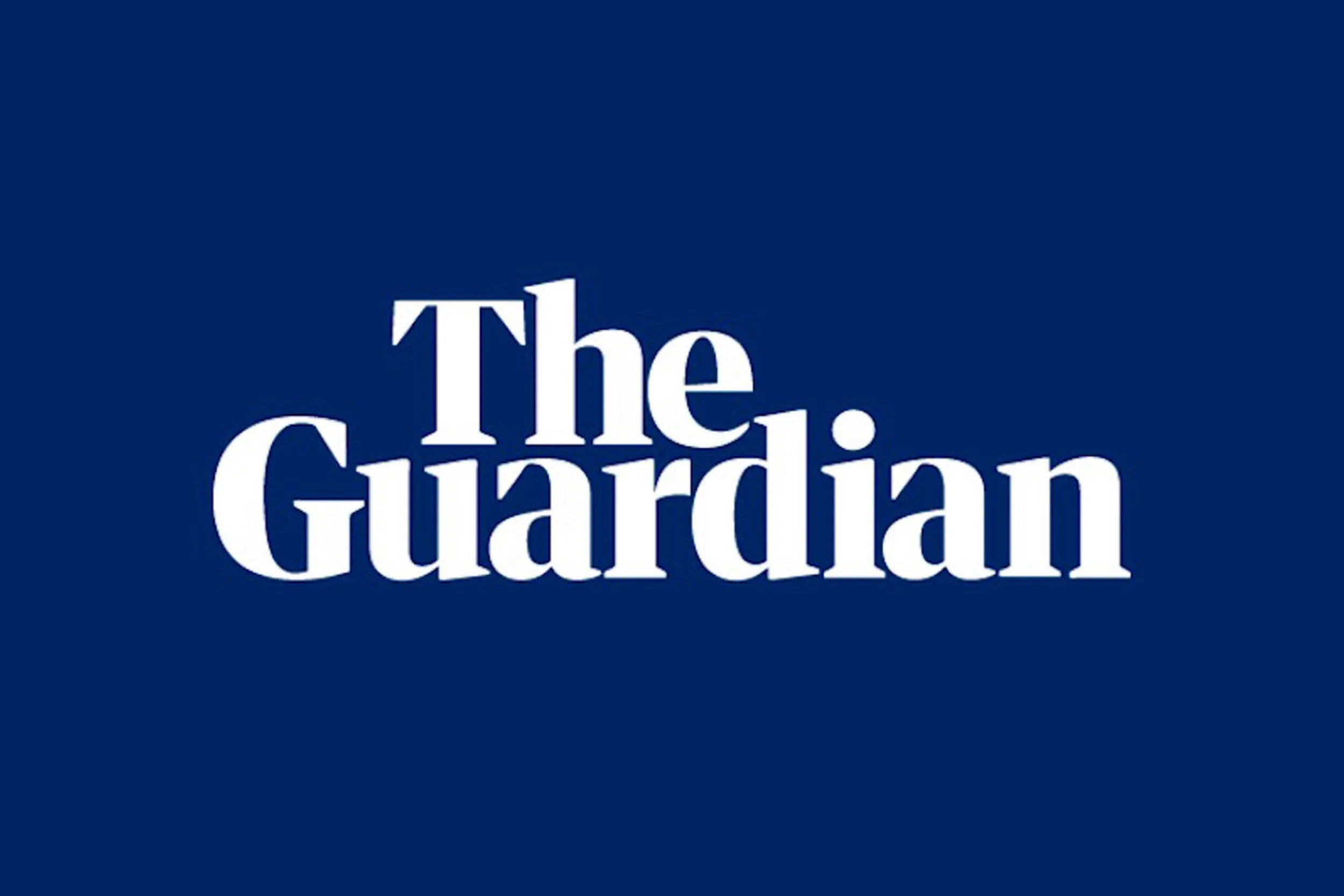 The Guardian logo with white text on a dark blue background.
