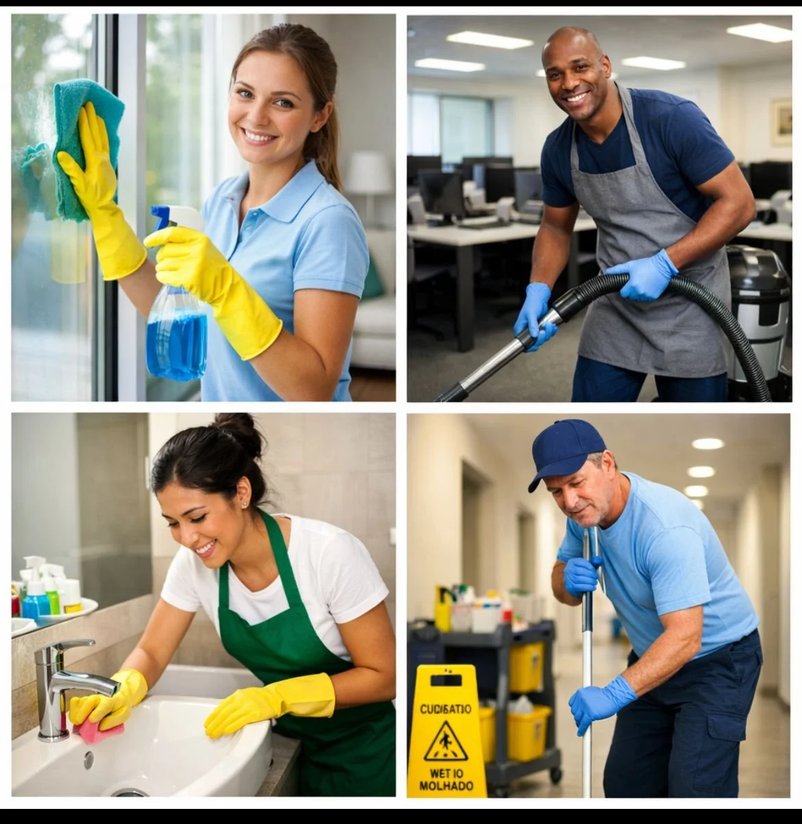 At Smile Cleaning M&J, we provide a complete range of professional cleaning services designed to keep every part of your workplace spotless, healthy, and welcoming.
From sparkling windows to fresh bathrooms, from polished office floors to clean