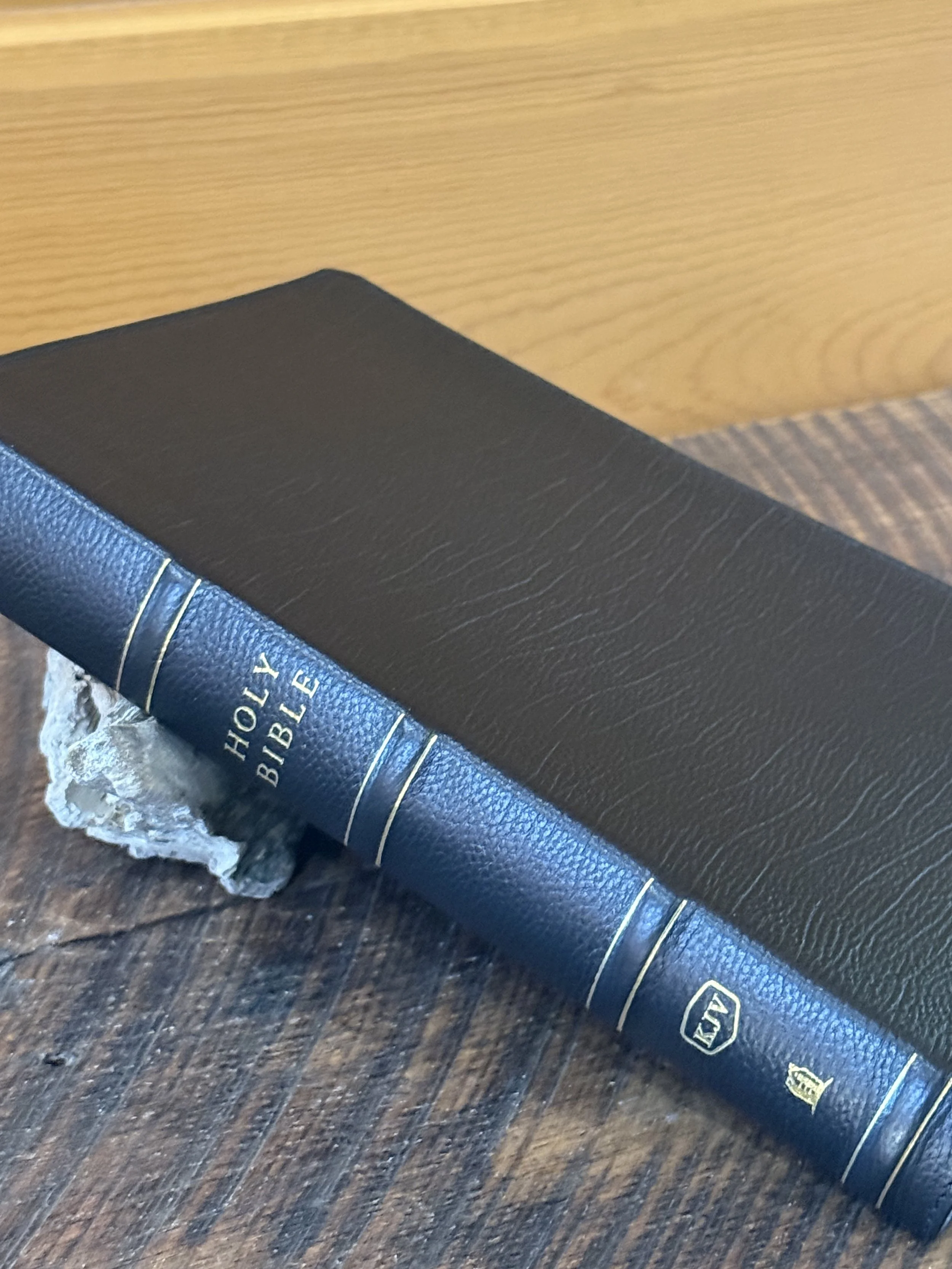 KJV Center Column Reference Bible~Black Genuine Leather