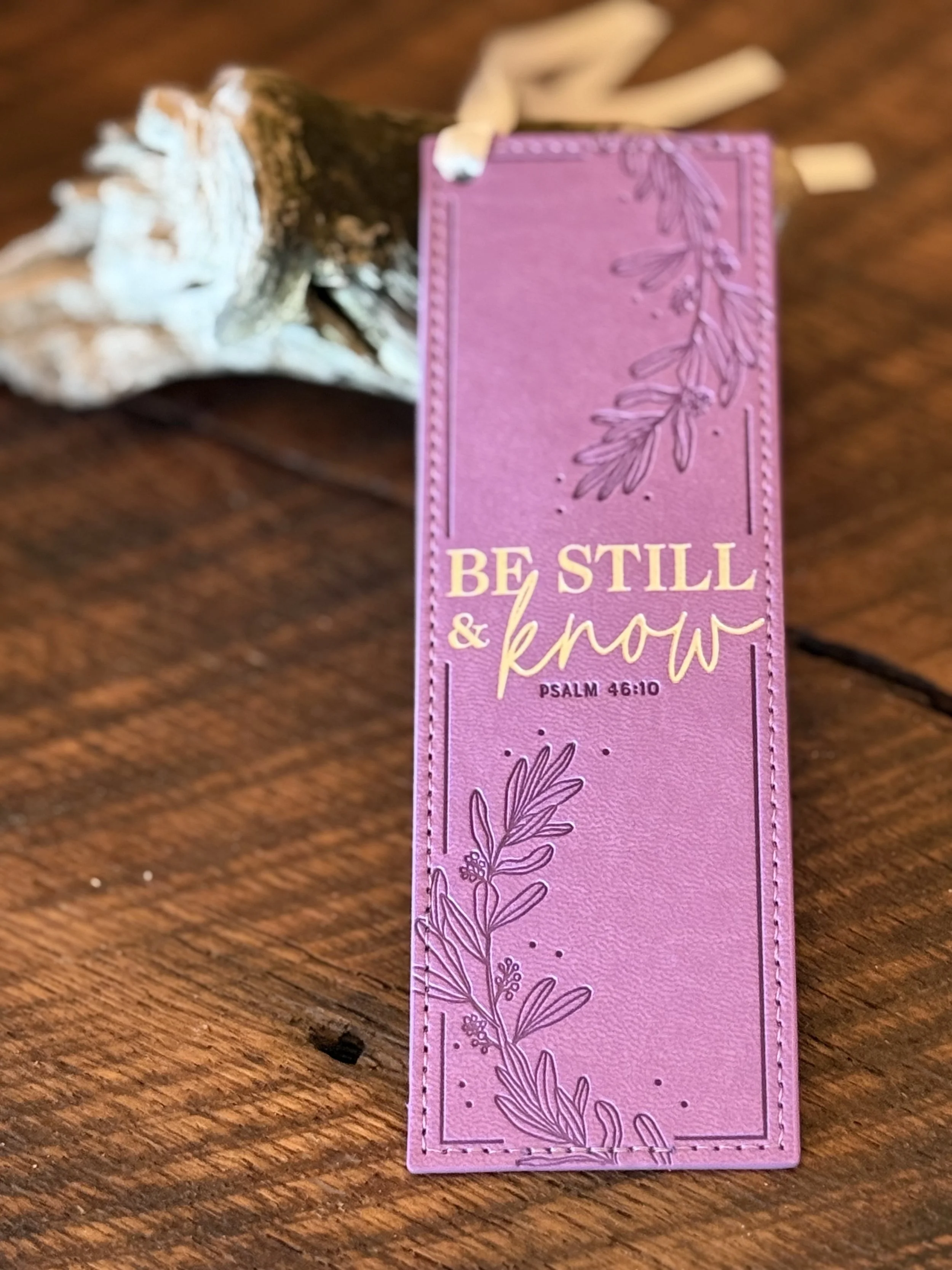 Purple Faux Leather Bookmark~Psalm 46:10