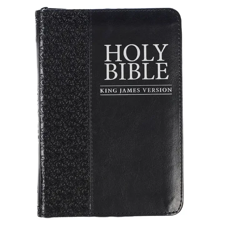 Compact Faux Leather With Zipper Black KJV Bible