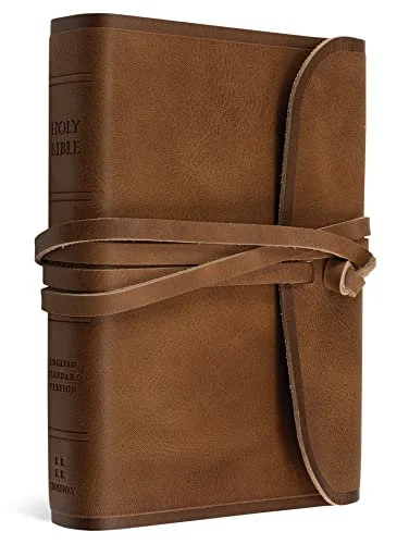 ESV Large print compact Bible Natural Leather Flap with Strap