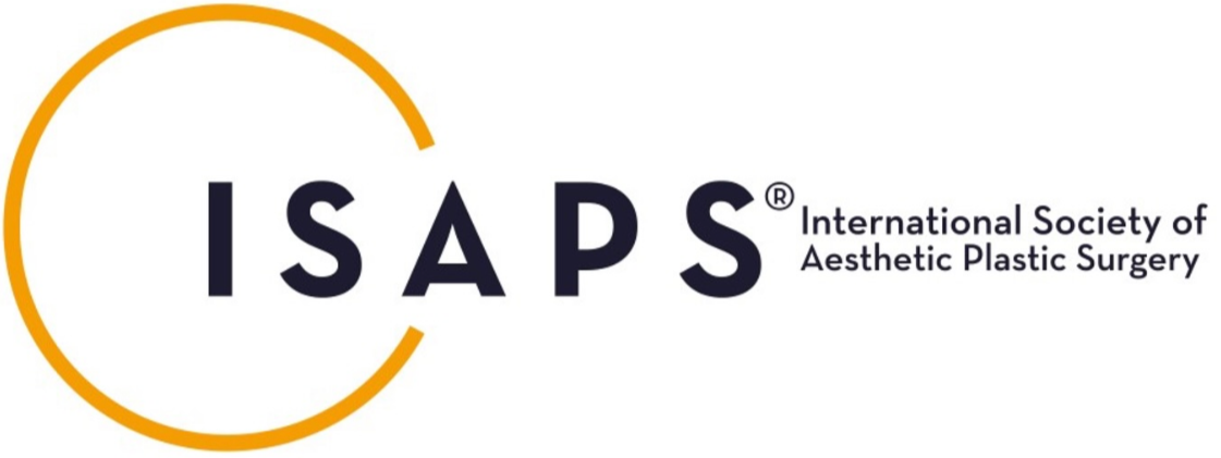 Logo of the International Society of Aesthetic Plastic Surgery (ISAPS), featuring the acronym ISAPS inside a partial orange circle and the full name written beside it.