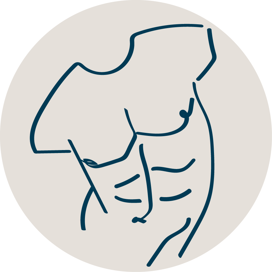 Minimalist line drawing of a woman's face with closed eyes and short hair